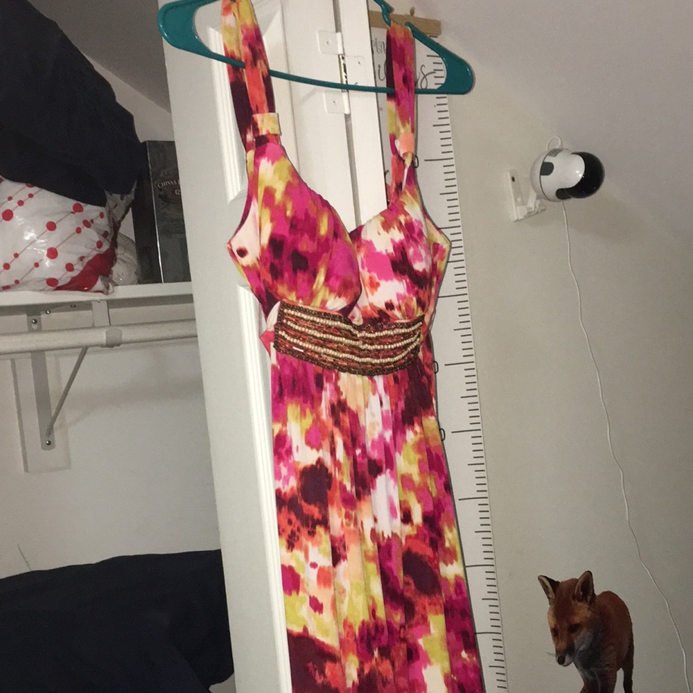 Bisou Bisou size 14 dress (midi) orange pink and yellow